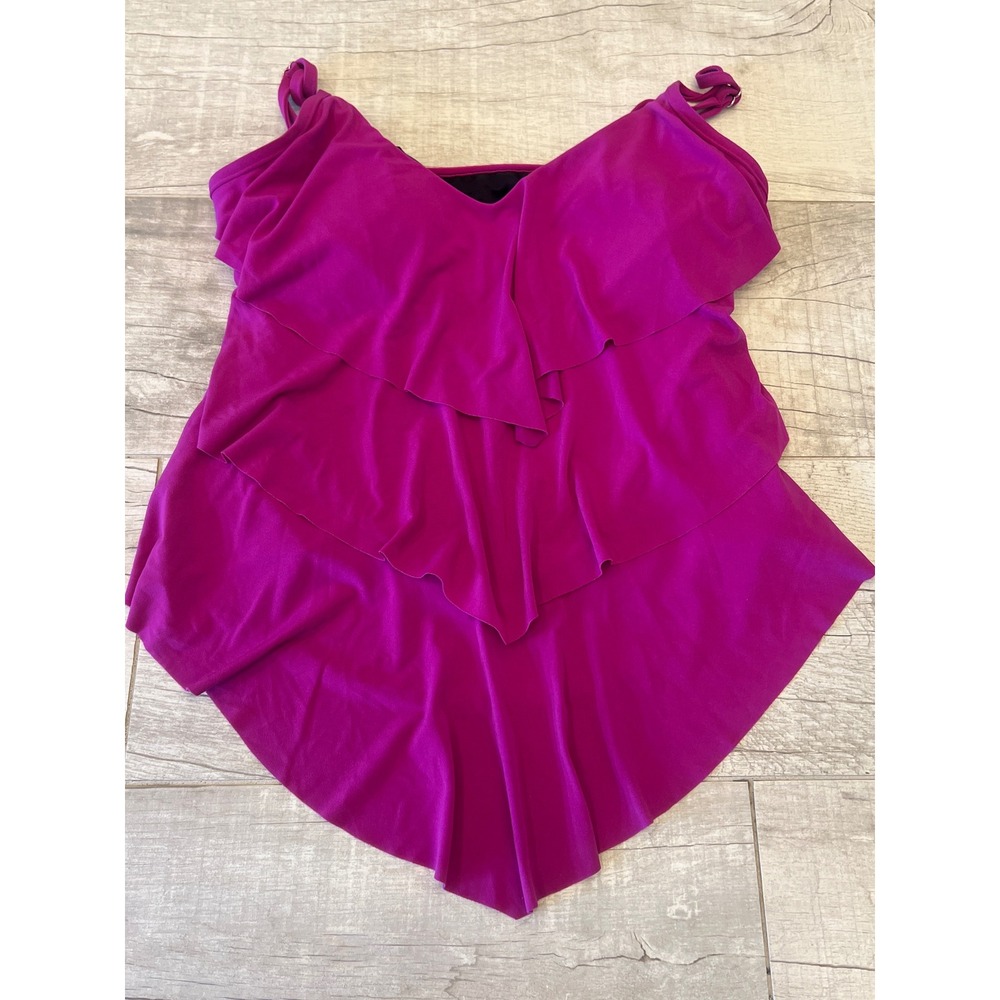 Magicsuit Rita Womens Triple Tier Ruffle Tankini Top Magenta Purple Size 12